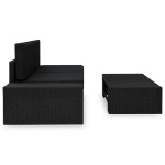 vidaXL Set mobilier de grădină, 3 piese, negru, poliratan