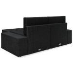 vidaXL Set mobilier de grădină, 3 piese, negru, poliratan