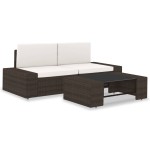 vidaXL Set mobilier de grădină, 3 piese, maro, poliratan vidaXL Set mobilier de grădină, 3 piese, maro, poliratan