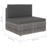 vidaXL Canapea de mijloc modulară, gri, poliratan vidaXL Canapea de mijloc modulară, gri, poliratan