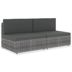 vidaXL Canapea modulară cu 2 locuri, gri, poliratan vidaXL Canapea modulară cu 2 locuri, gri, poliratan