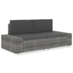 vidaXL Canapea modulară cu 2 locuri, gri, poliratan vidaXL Canapea modulară cu 2 locuri, gri, poliratan