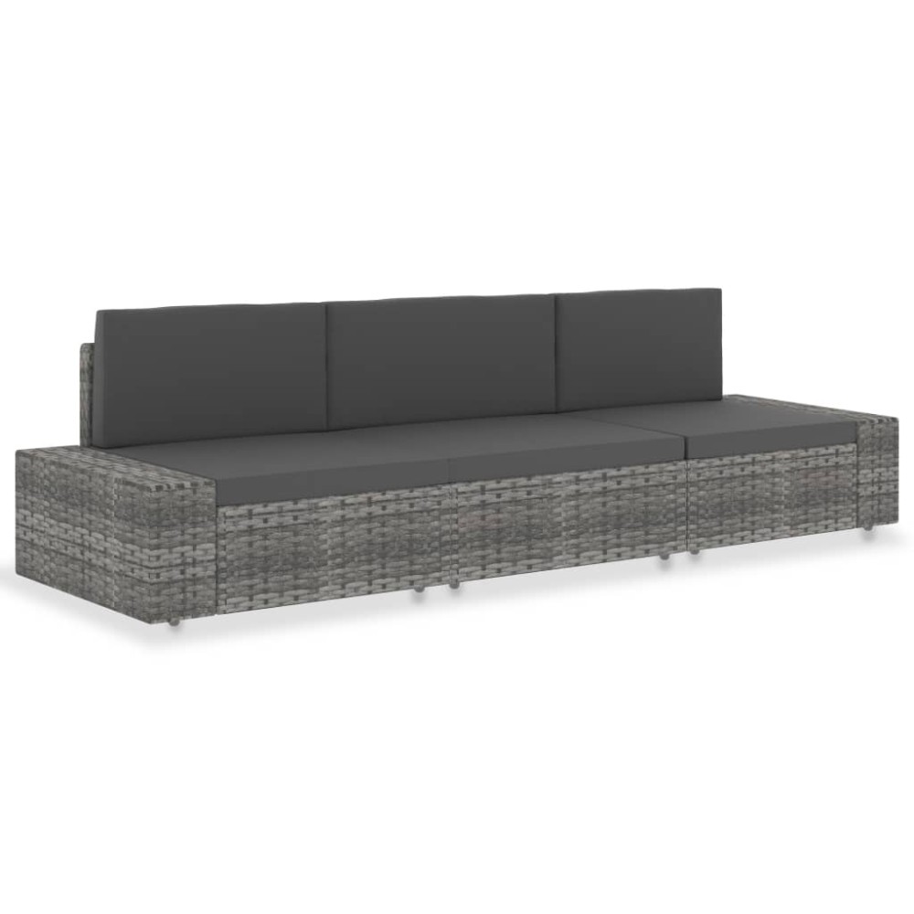 vidaXL Canapea modulară cu 3 locuri, gri, poliratan