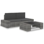 vidaXL Set mobilier de grădină, 3 piese, gri, poliratan vidaXL Set mobilier de grădină, 3 piese, gri, poliratan
