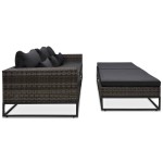 vidaXL Set canapele de grădină cu perne, 5 piese, gri, poliratan vidaXL Set canapele de grădină cu perne, 5 piese, gri, poliratan
