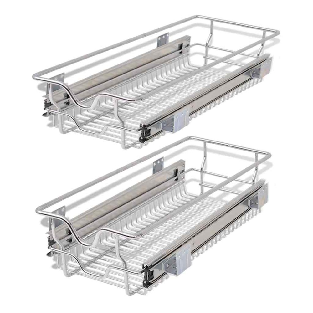 vidaXL Coș din sârmă retractabil, 2 buc., argintiu, 300 mm