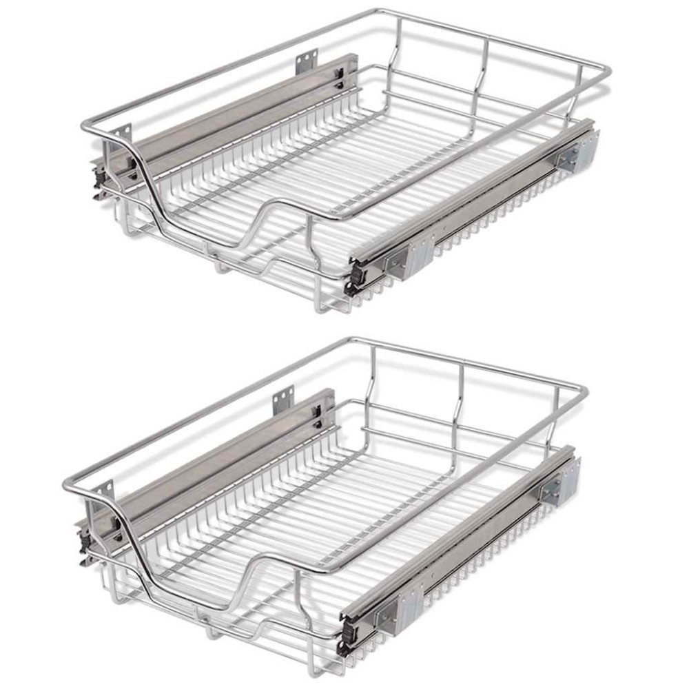 vidaXL Coșuri din sârmă retractabile, 2 buc., argintiu, 400 mm