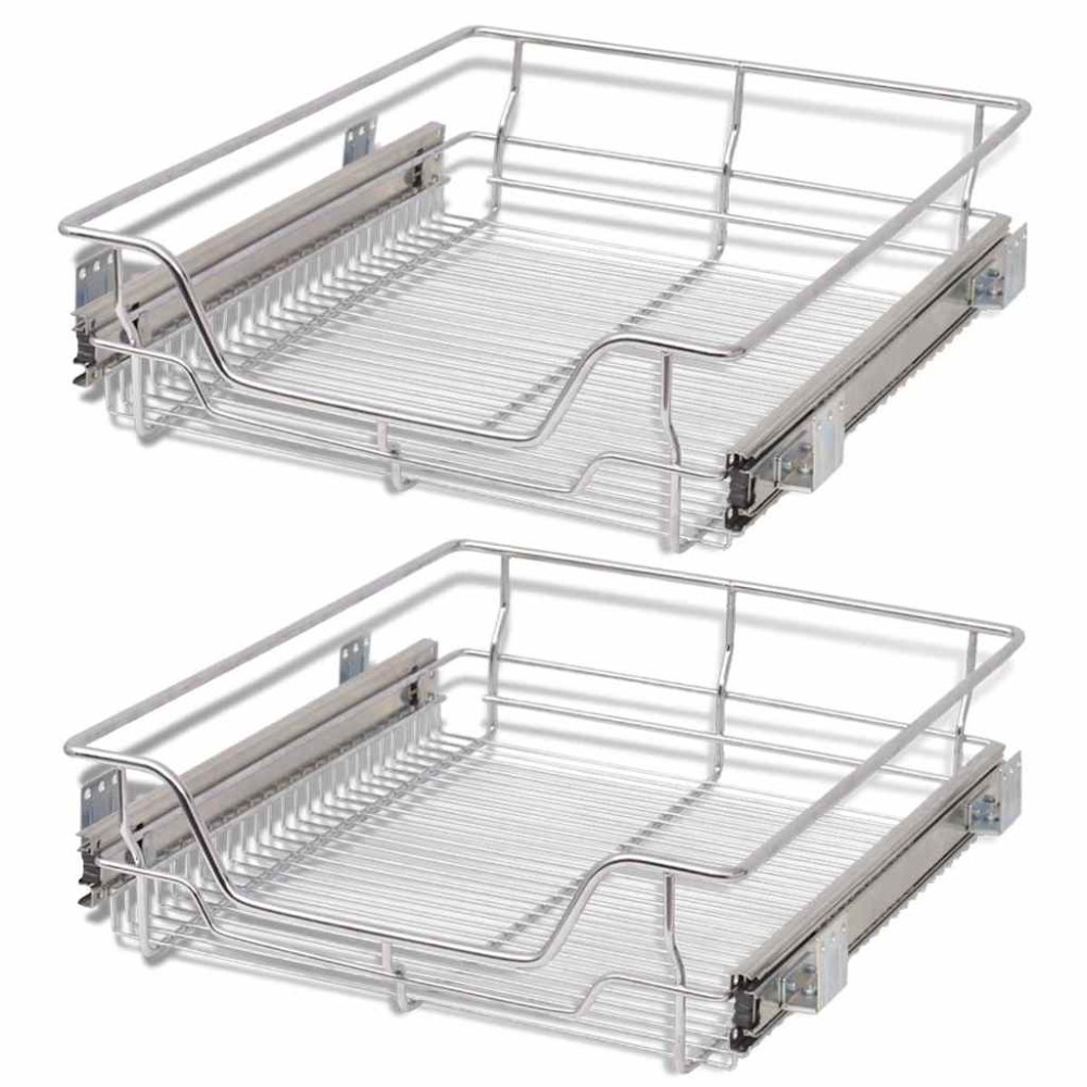 vidaXL Coșuri din sârmă retractabile, 2 buc., argintiu, 500 mm
