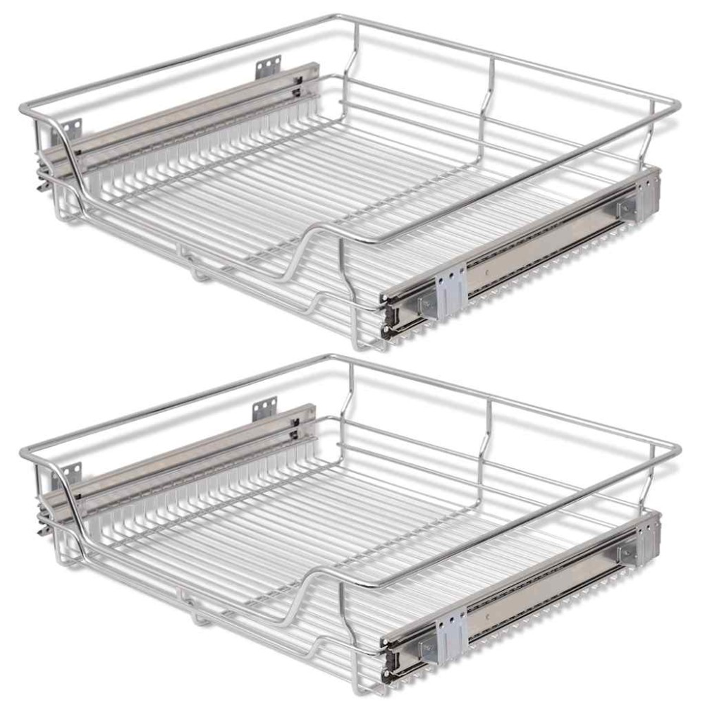 vidaXL Coșuri retractabile din sârmă, 2 buc., argintiu, 600 mm
