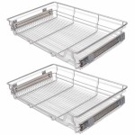 vidaXL Coșuri din sârmă retractabile, 2 buc., argintiu, 800 mm vidaXL Coșuri din sârmă retractabile, 2 buc., argintiu, 800 mm