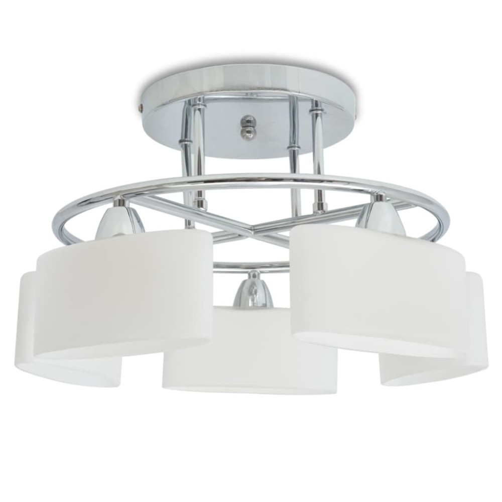 vidaXL Lustră cu abajururi din sticlă elipsoide, 5 becuri E14, 200 W