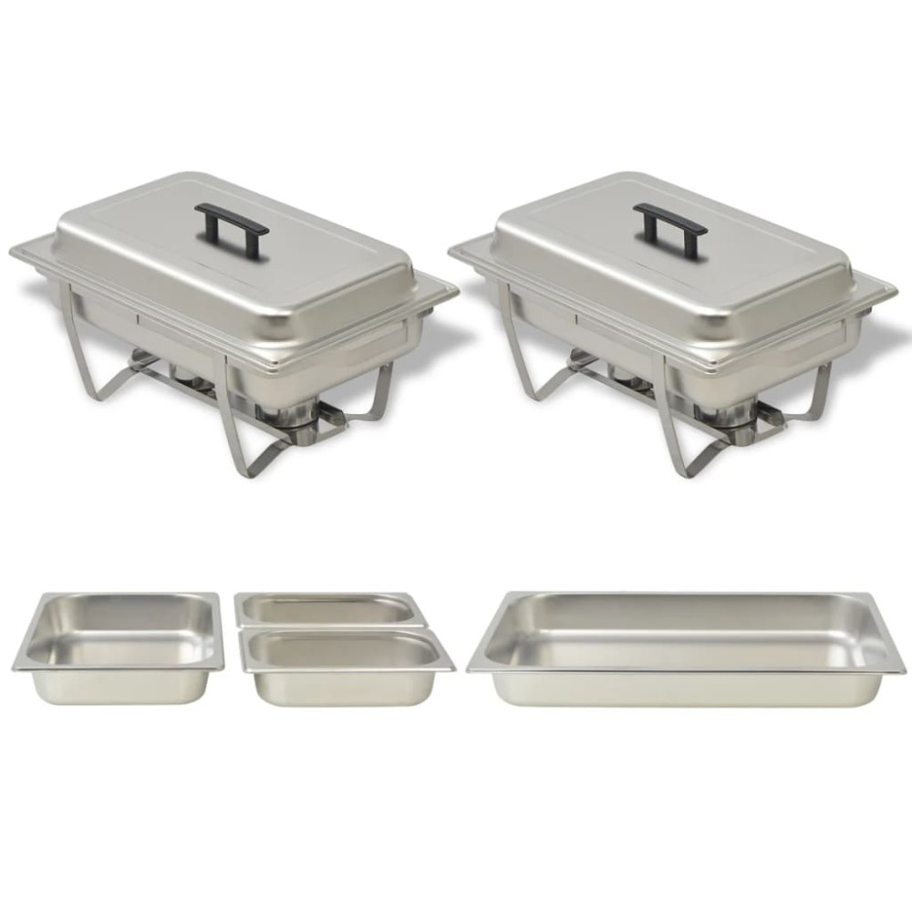 vidaXL Set vase încălzire mâncare, 2 piese, oțel inoxidabil