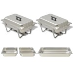 vidaXL Set vase încălzire mâncare, 2 piese, oțel inoxidabil vidaXL Set vase încălzire mâncare, 2 piese, oțel inoxidabil