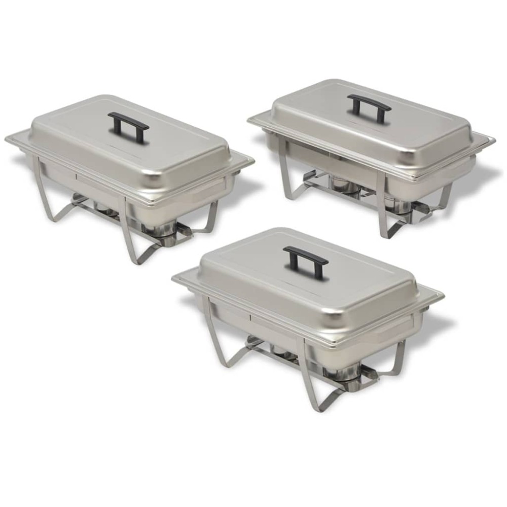 vidaXL Set vase încălzire mâncare, 3 piese, oțel inoxidabil