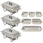 vidaXL Set vase încălzire mâncare, 3 piese, oțel inoxidabil vidaXL Set vase încălzire mâncare, 3 piese, oțel inoxidabil