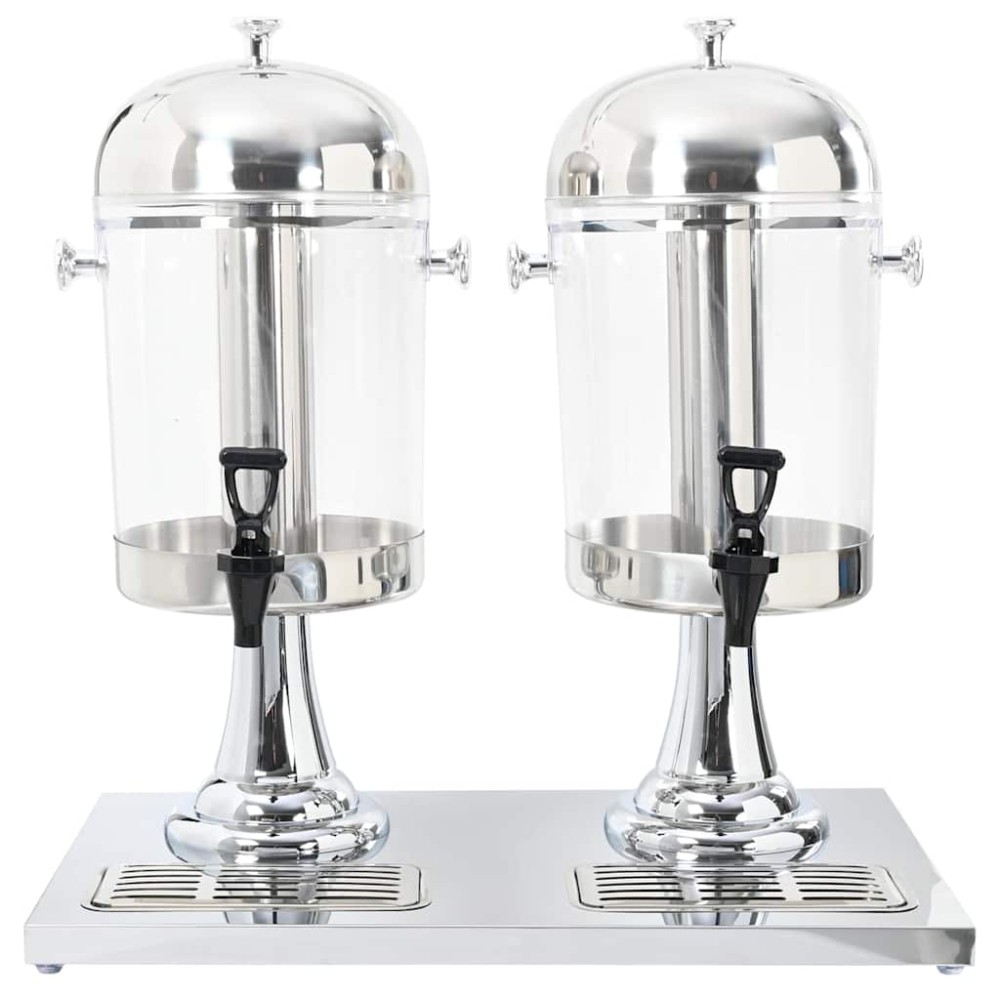 vidaXL Dozator dublu de suc din oțel inoxidabil 2 x 8 L