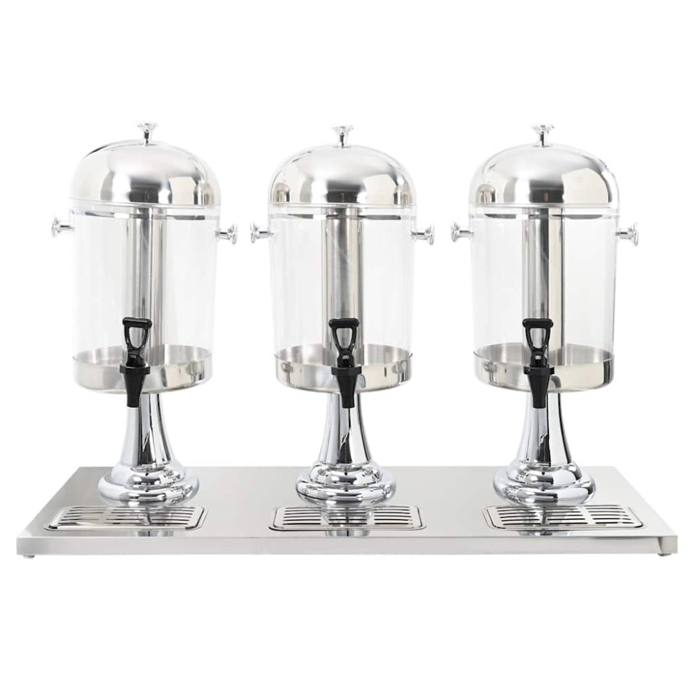 vidaXL Dozator triplu de suc, oțel inoxidabil, 3 x 8 L