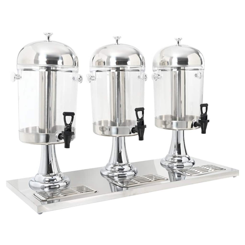 vidaXL Dozator triplu de suc, oțel inoxidabil, 3 x 8 L