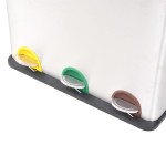 vidaXL Coș gunoi cu pedale pentru reciclare, oțel inoxidabil, 54 L vidaXL Coș gunoi cu pedale pentru reciclare, oțel inoxidabil, 54 L