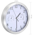 vidaXL Ceas perete, mecanism cuarț, higrometru/termometru, alb, 30 cm vidaXL Ceas perete, mecanism cuarț, higrometru/termometru, alb, 30 cm