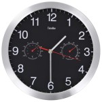 vidaXL Ceas perete mecanism cuarț, higrometru/termometru, negru, 30 cm
