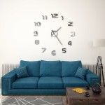 vidaXL Ceas de perete 3D, argintiu, 100 cm, XXL, design modern vidaXL Ceas de perete 3D, argintiu, 100 cm, XXL, design modern