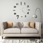 vidaXL Ceas de perete 3D, negru, 100 cm, XXL, design modern vidaXL Ceas de perete 3D, negru, 100 cm, XXL, design modern
