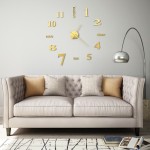 vidaXL Ceas de perete 3D, auriu, 100 cm, XXL, design modern vidaXL Ceas de perete 3D, auriu, 100 cm, XXL, design modern
