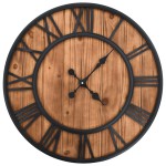 vidaXL Ceas de perete vintage, cu cuarț, lemn și metal, XXL, 60 cm vidaXL Ceas de perete vintage, cu cuarț, lemn și metal, XXL, 60 cm