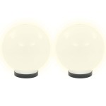 vidaXL Lămpi bol cu LED 2 buc, sferice, 20 cm, PMMA vidaXL Lămpi bol cu LED 2 buc, sferice, 20 cm, PMMA