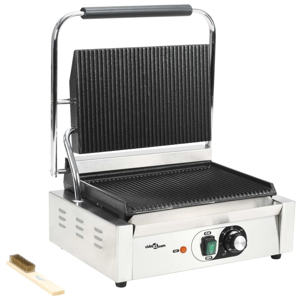 vidaXL Grill Panini cu striații, 43x30,5x20 cm, 2200 W