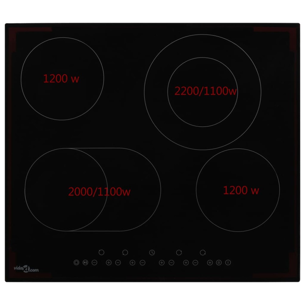 vidaXL Plită ceramică cu 4 arzătoare, control tactil, 6600 W
