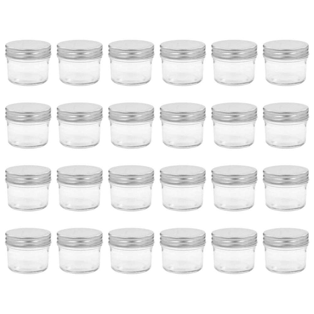 vidaXL Borcane din sticlă pentru gem cu capac argintiu 24 buc. 110 ml