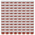 vidaXL Borcane din sticlă pentru gem, capace argintii, 96 buc, 110 ml vidaXL Borcane din sticlă pentru gem, capace argintii, 96 buc, 110 ml