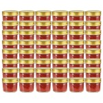 vidaXL Borcane din sticlă pentru gem, capace aurii, 48 buc, 110 ml vidaXL Borcane din sticlă pentru gem, capace aurii, 48 buc, 110 ml