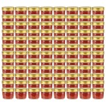 vidaXL Borcane din sticlă pentru gem, capace aurii, 96 buc, 110 ml vidaXL Borcane din sticlă pentru gem, capace aurii, 96 buc, 110 ml