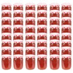 vidaXL Borcane de sticlă pentru gem capac alb și roșu, 48 buc, 230 ml vidaXL Borcane de sticlă pentru gem capac alb și roșu, 48 buc, 230 ml