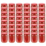 vidaXL Borcane din sticlă pentru gem, capac roșu, 48 buc., 230 ml vidaXL Borcane din sticlă pentru gem, capac roșu, 48 buc., 230 ml