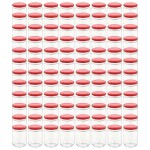 vidaXL Borcane din sticlă pentru gem, capace roșii, 96 buc., 230 ml vidaXL Borcane din sticlă pentru gem, capace roșii, 96 buc., 230 ml