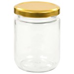 vidaXL Borcane din sticlă pentru gem, capac auriu, 48 buc., 230 ml vidaXL Borcane din sticlă pentru gem, capac auriu, 48 buc., 230 ml
