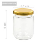 vidaXL Borcane din sticlă pentru gem, capac auriu, 48 buc., 230 ml vidaXL Borcane din sticlă pentru gem, capac auriu, 48 buc., 230 ml