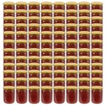 vidaXL Borcane din sticlă pentru gem, capace aurii, 96 buc., 230 ml vidaXL Borcane din sticlă pentru gem, capace aurii, 96 buc., 230 ml