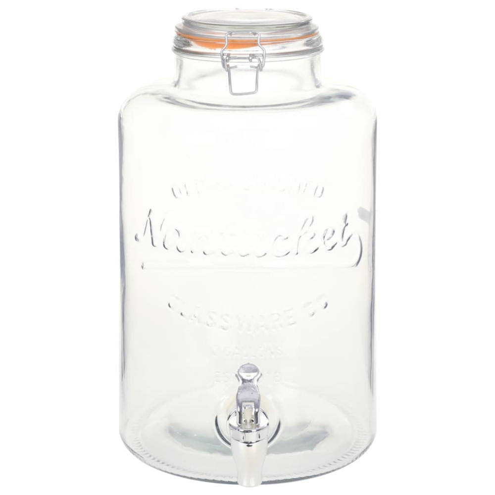 vidaXL Dozator de apă XXL cu robinet, transparent, 8 L, sticlă