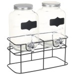 vidaXL Dozatoare de băuturi cu suport, 2 buc., 2 x 4 L, sticlă vidaXL Dozatoare de băuturi cu suport, 2 buc., 2 x 4 L, sticlă