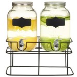 vidaXL Dozatoare de băuturi cu suport, 2 buc., 2 x 4 L, sticlă vidaXL Dozatoare de băuturi cu suport, 2 buc., 2 x 4 L, sticlă