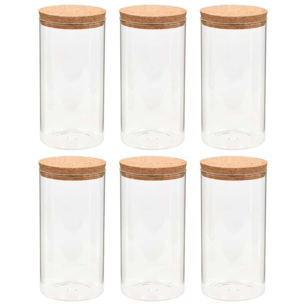 vidaXL Borcane din sticlă depozitare, capac de plută, 6 buc., 1400 ml