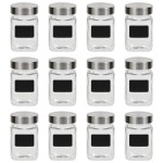 vidaXL Borcane de depozitare cu etichetă, 12 buc., 300 ml vidaXL Borcane de depozitare cu etichetă, 12 buc., 300 ml
