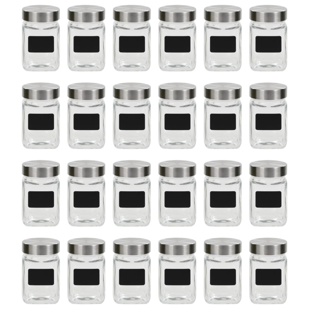 vidaXL Borcane de depozitare cu etichetă, 24 buc., 300 ml
