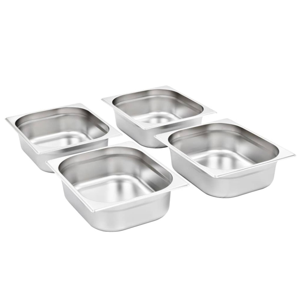 vidaXL Recipiente Gastronorm 4 buc. GN 1/2 100 mm oțel inoxidabil
