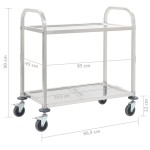vidaXL Cărucior de bucătărie 2 niveluri 96,5x55x90 cm oțel inoxidabil vidaXL Cărucior de bucătărie 2 niveluri 96,5x55x90 cm oțel inoxidabil